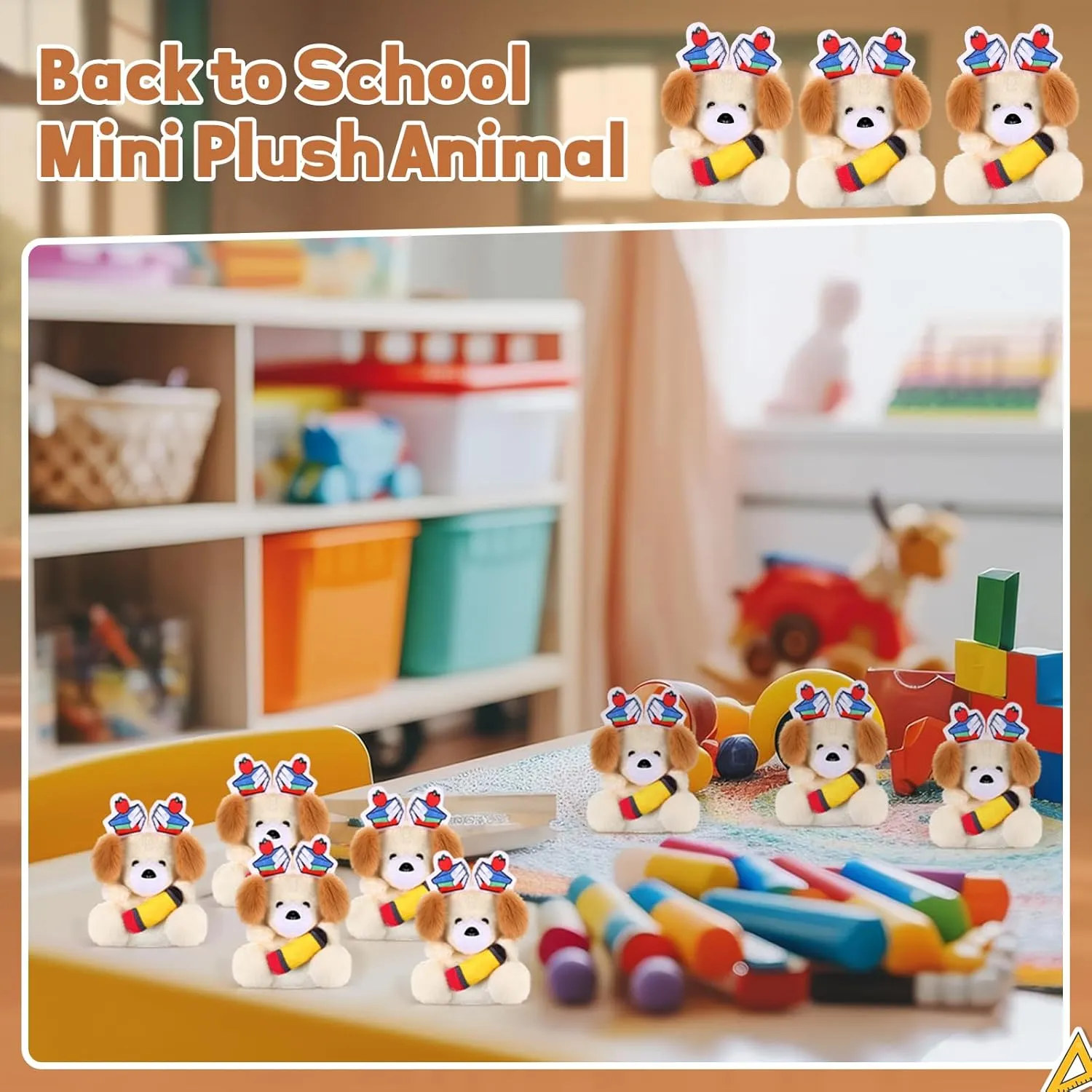 24 Pcs Welcome Back to School Mini Animal Plush Toy Gifts for Students First Day of School Classroom Small Stuffed Animal Bulk for Classroom Prizes Gifts (Dog)