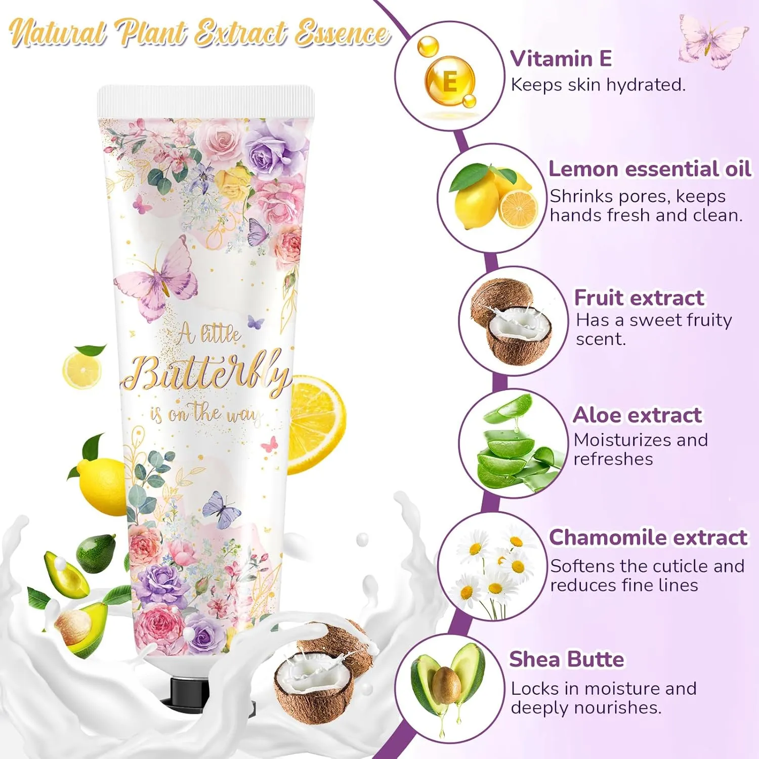 24 Sets Baby Shower Hand Cream Bulk Shower Butterfly Favors Bridal Thank You Appreciation Hand Cream for Guests Travel Size Lotion with Organza Bags
