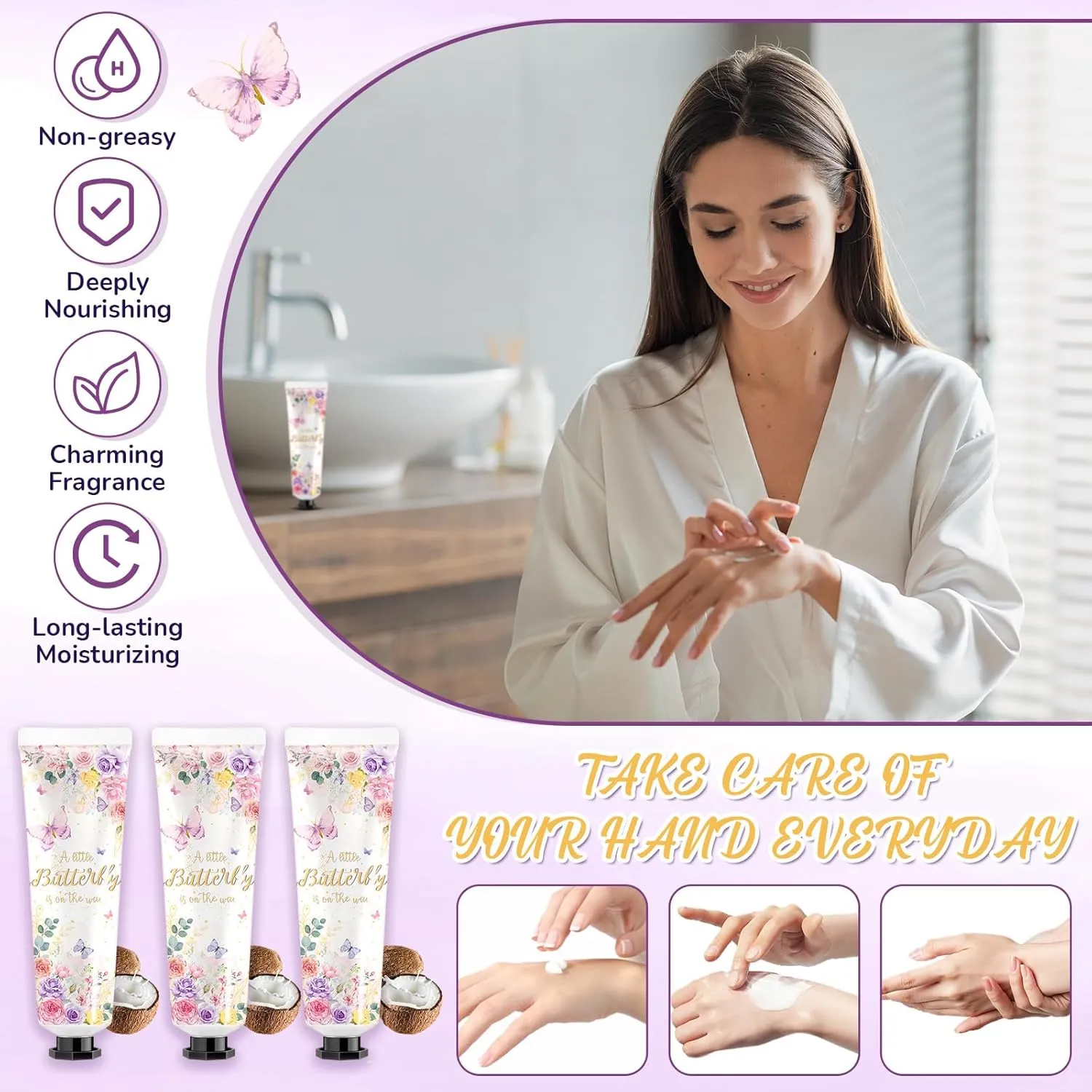 24 Sets Baby Shower Hand Cream Bulk Shower Butterfly Favors Bridal Thank You Appreciation Hand Cream for Guests Travel Size Lotion with Organza Bags