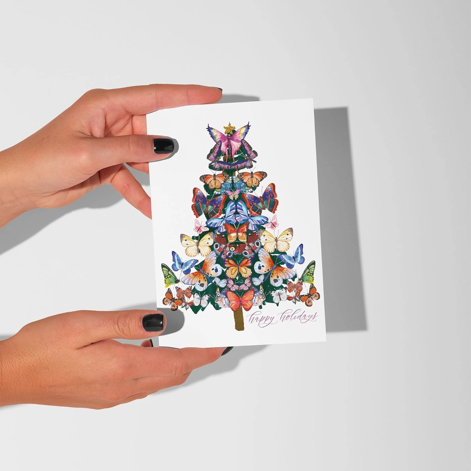 24 Butterfly Chrsitmas Tree Cards in a Colorful Menagarie   Envelopes