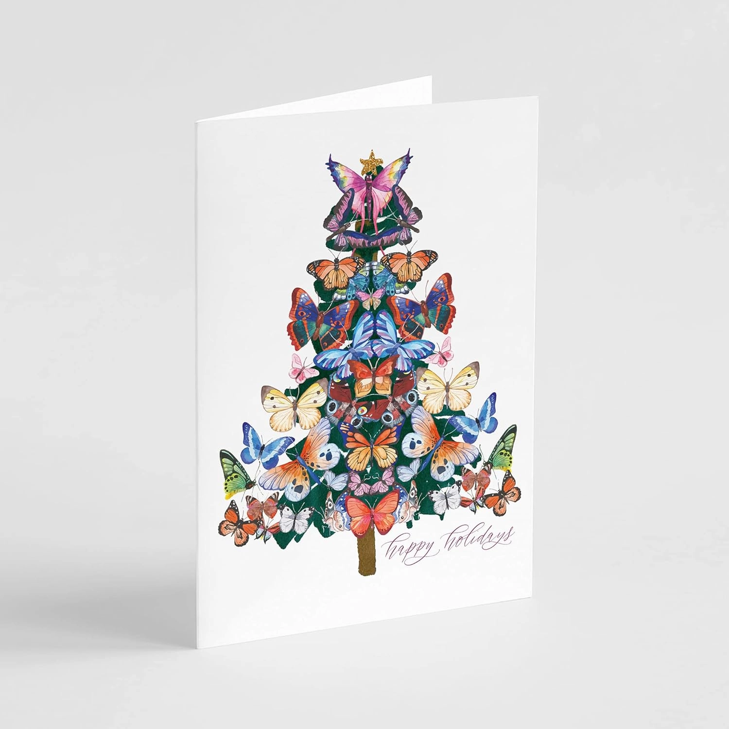 24 Butterfly Chrsitmas Tree Cards in a Colorful Menagarie   Envelopes