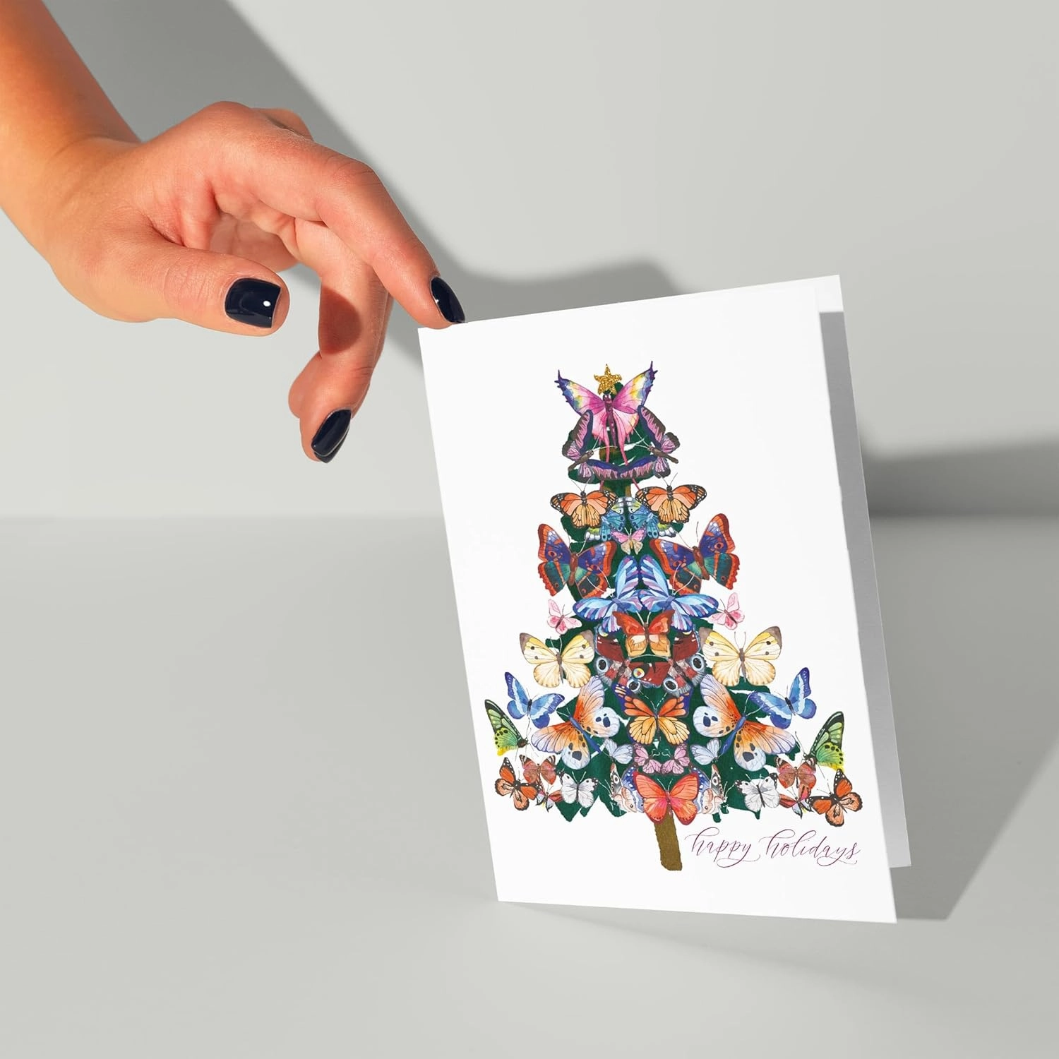 24 Butterfly Chrsitmas Tree Cards in a Colorful Menagarie   Envelopes