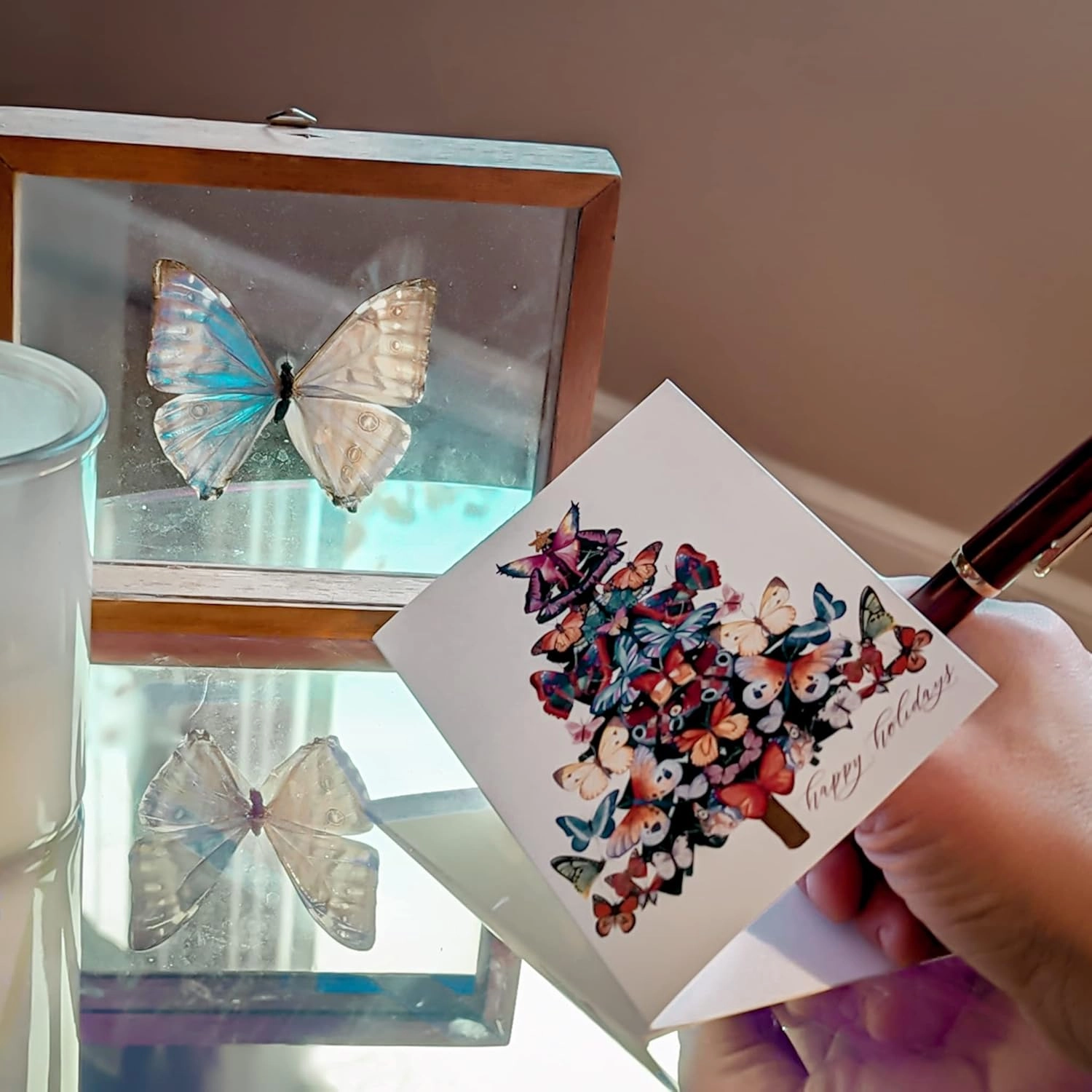 24 Butterfly Chrsitmas Tree Cards in a Colorful Menagarie   Envelopes