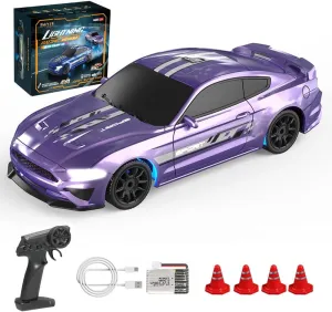 2.4GHz 4WD Fully Proportional Control RC Race Car, 1/43 Scale Mini RC Drift Car with LED Light, Gift for Teens & Adults