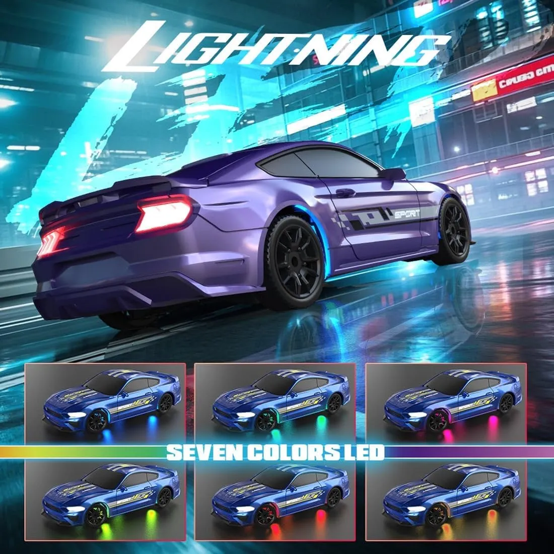 2.4GHz 4WD Fully Proportional Control RC Race Car, 1/43 Scale Mini RC Drift Car with LED Light, Gift for Teens & Adults