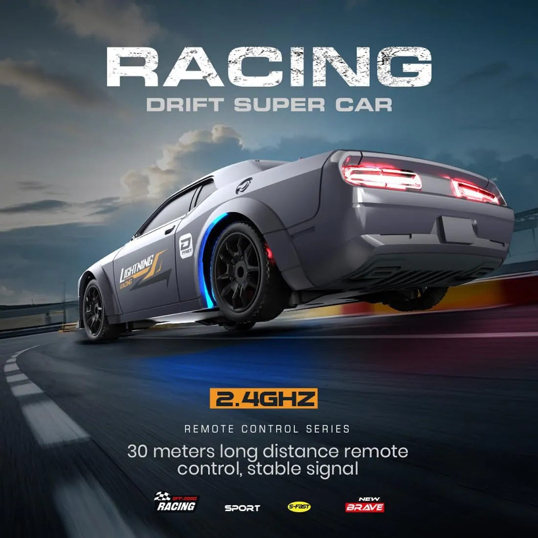 2.4GHz 4WD Fully Proportional Control RC Race Car, 1/43 Scale Mini RC Drift Car with LED Light, Gift for Teens & Adults