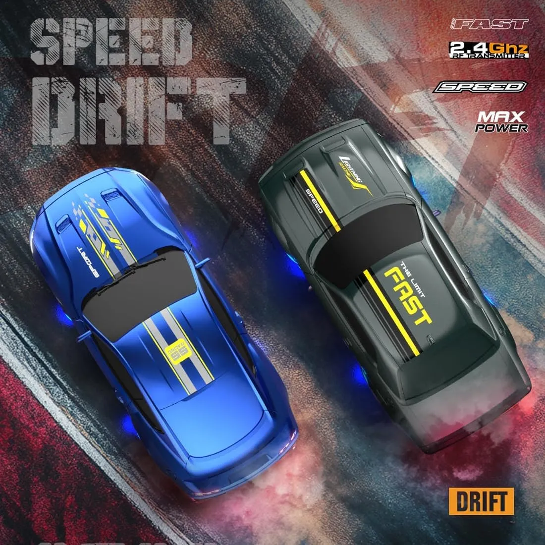 2.4GHz 4WD Fully Proportional Control RC Race Car, 1/43 Scale Mini RC Drift Car with LED Light, Gift for Teens & Adults