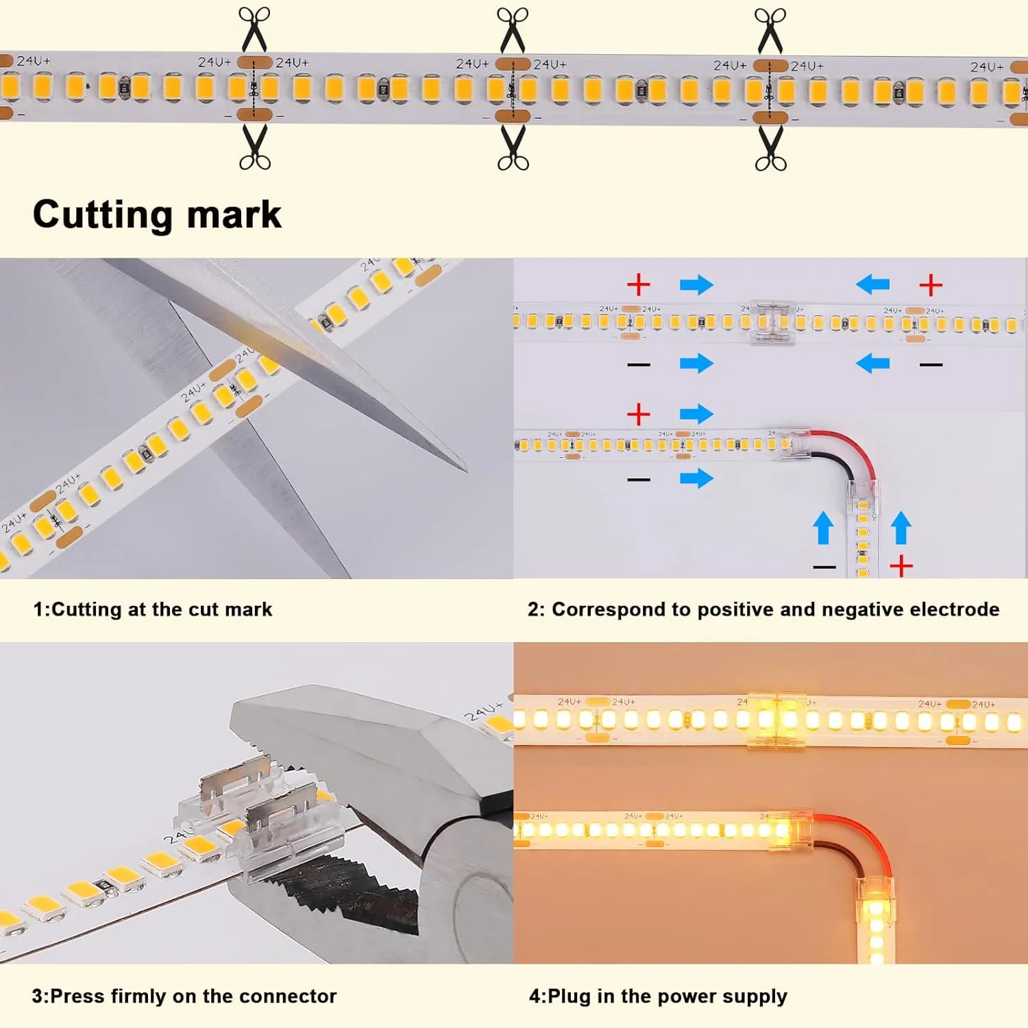 24V LED Strip Light Kit 32.8ft (2 Rolls of 16.4ft), 4000K Natural White Super Bright 24W/M 2600LM/M LED Tape Lights with Power Supply for Bedroom, Kitchen, Living Room Ceiling