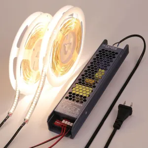 24V LED Strip Light Kit 32.8ft (2 Rolls of 16.4ft), 4000K Natural White Super Bright 24W/M 2600LM/M LED Tape Lights with Power Supply for Bedroom, Kitchen, Living Room Ceiling
