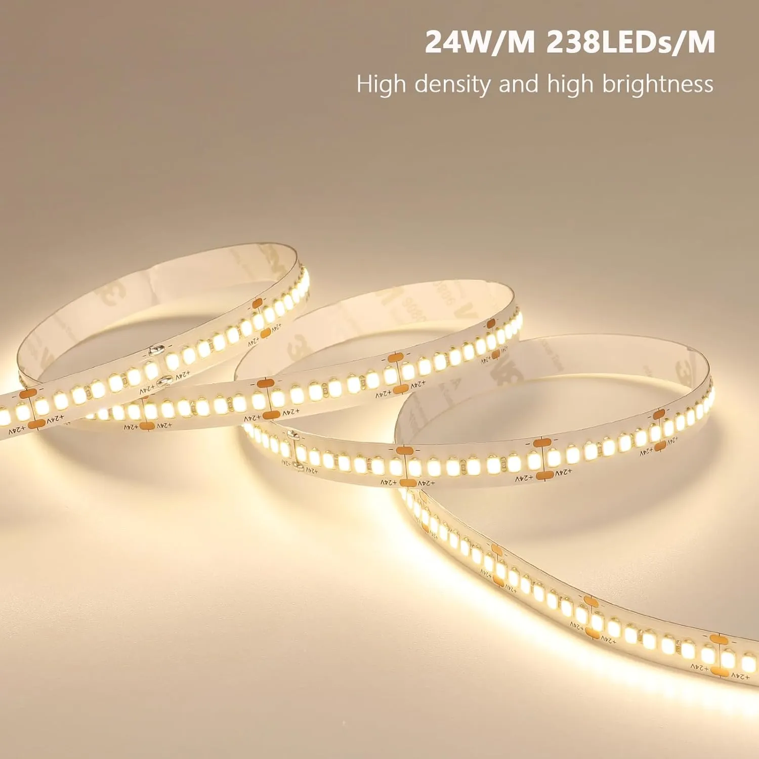 24V LED Strip Light Kit 32.8ft (2 Rolls of 16.4ft), 4000K Natural White Super Bright 24W/M 2600LM/M LED Tape Lights with Power Supply for Bedroom, Kitchen, Living Room Ceiling