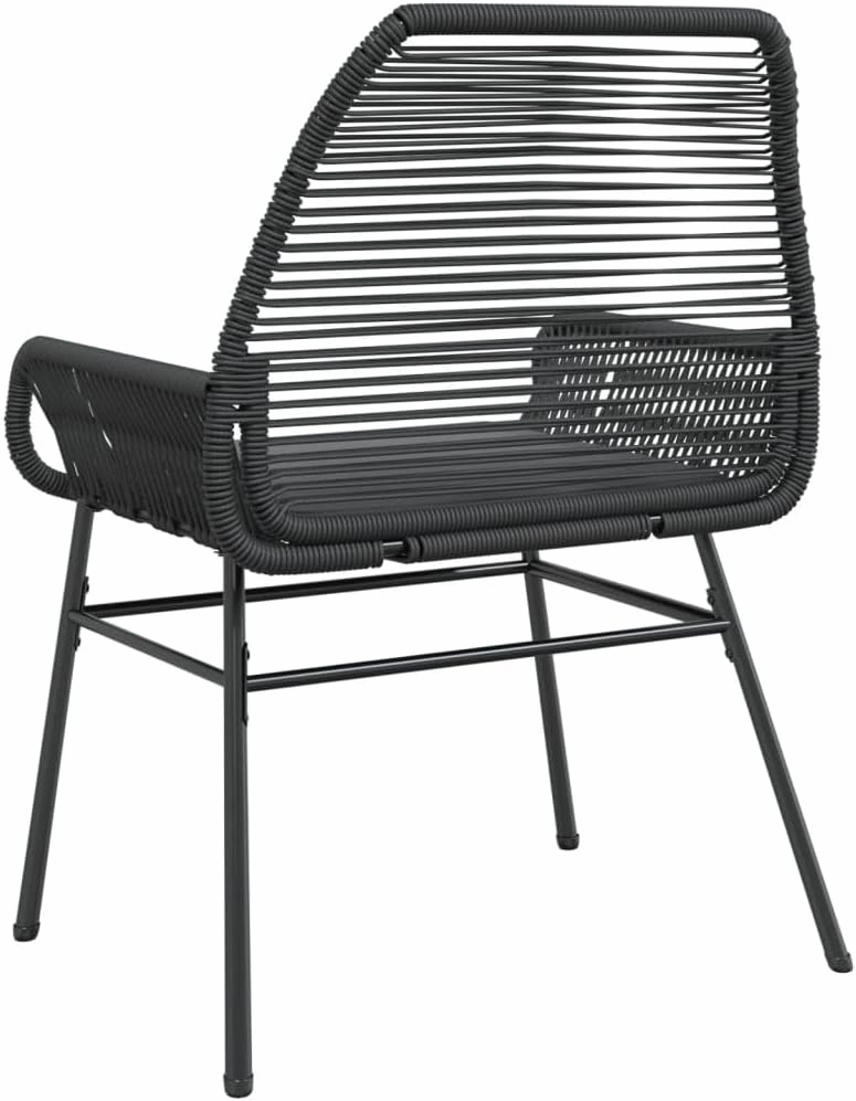2-Piece Patio Chairs with Cushions Black PE Rattan Outdoor Furniture Set for Garden, Poolside, Backyard – Durable Steel Frame, Weather-Resistant Design