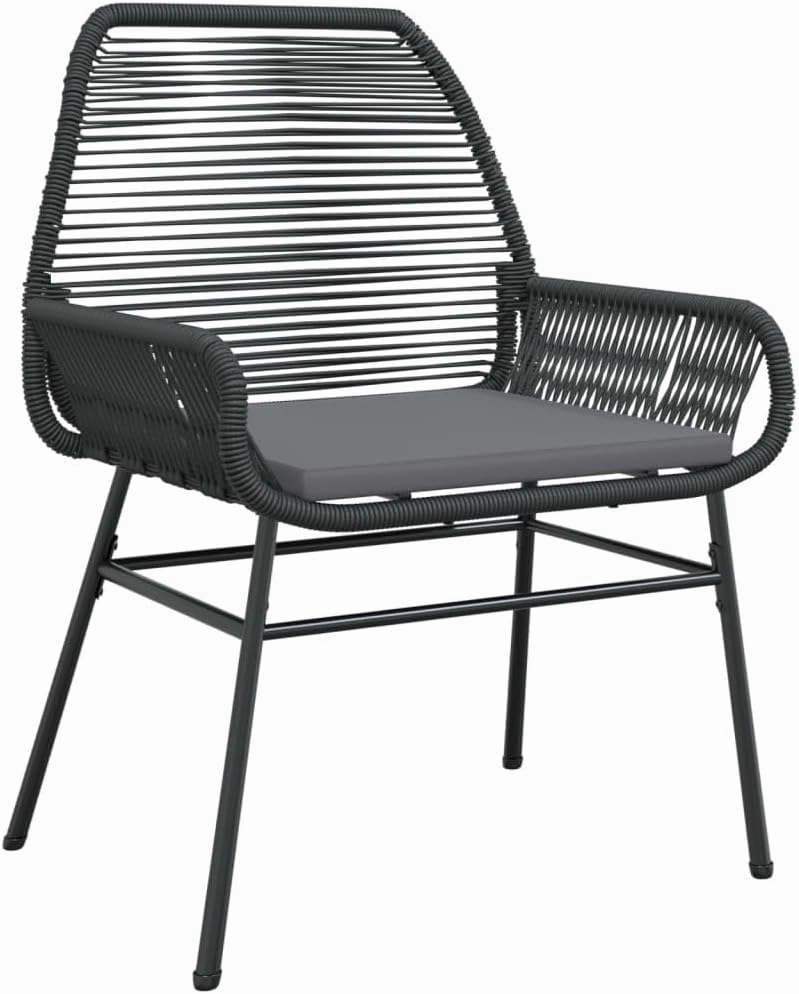 2-Piece Patio Chairs with Cushions Black PE Rattan Outdoor Furniture Set for Garden, Poolside, Backyard – Durable Steel Frame, Weather-Resistant Design