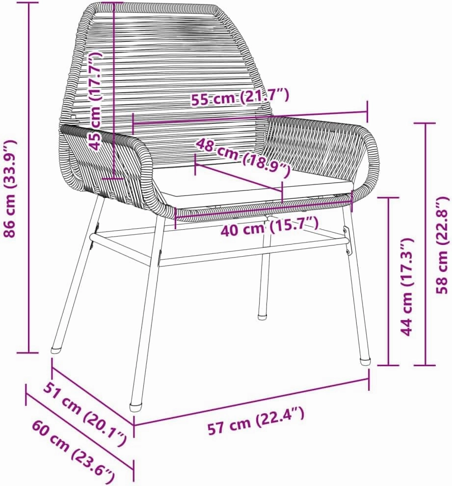 2-Piece Patio Chairs with Cushions Black PE Rattan Outdoor Furniture Set for Garden, Poolside, Backyard – Durable Steel Frame, Weather-Resistant Design