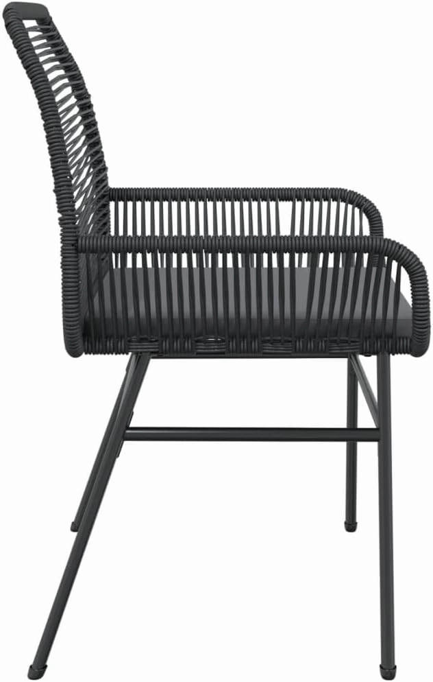 2-Piece Patio Chairs with Cushions Black PE Rattan Outdoor Furniture Set for Garden, Poolside, Backyard – Durable Steel Frame, Weather-Resistant Design