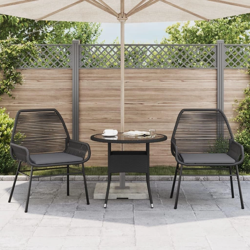 2-Piece Patio Chairs with Cushions Black PE Rattan Outdoor Furniture Set for Garden, Poolside, Backyard – Durable Steel Frame, Weather-Resistant Design