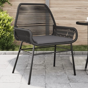 2-Piece Patio Chairs with Cushions Black PE Rattan Outdoor Furniture Set for Garden, Poolside, Backyard – Durable Steel Frame, Weather-Resistant Design