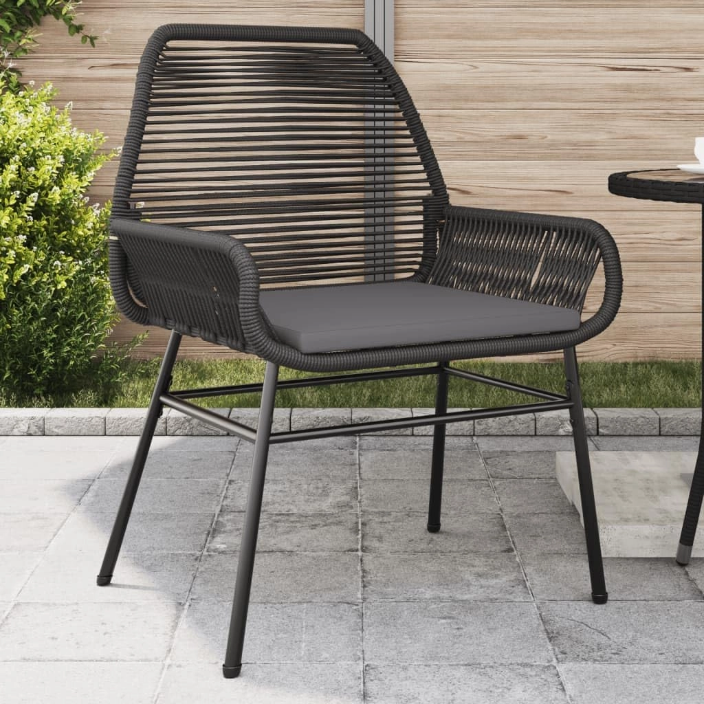 2-Piece Patio Chairs with Cushions Black PE Rattan Outdoor Furniture Set for Garden, Poolside, Backyard – Durable Steel Frame, Weather-Resistant Design