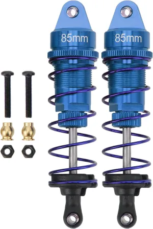 2Pcs RC Car Shock Absorber,Aluminum Alloy Adjustable 85mm RC Shock Absorber Damper,Rust Prevention RC Car Spring Damper for 1/10 RC Car(Blue)