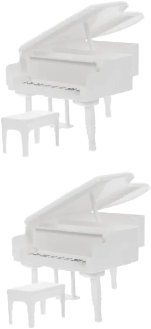 2sets Piano Dollhouse Ornament Piano Stool Compact Material for House Decoration Photo Props Doll Furniture Accessory