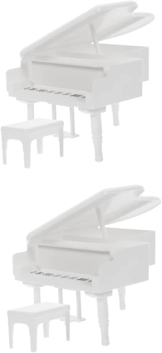 2sets Piano Dollhouse Ornament Piano Stool Compact Material for House Decoration Photo Props Doll Furniture Accessory
