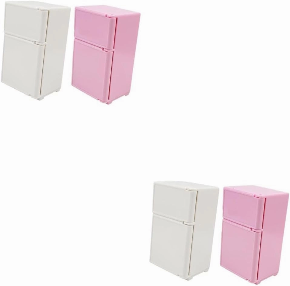 2sets Miniature Refrigerator Cute Dollhouse Kitchen Furniture Fridge Accessories for DIY Projects Playtime Decor 2pcs*2