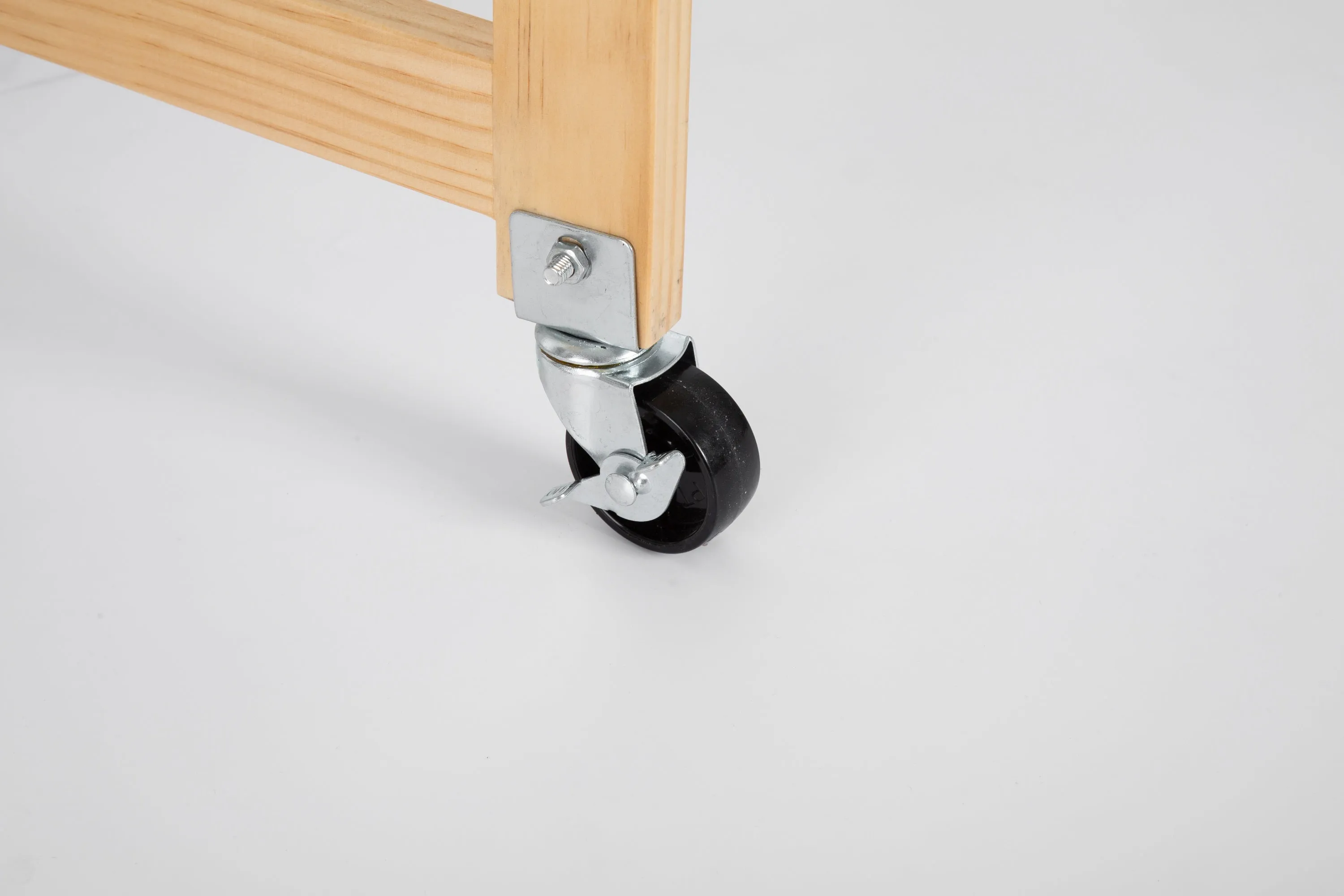 3 Drawers Rubber Wooden Top Utility Kitchen Cart with Adjustable Shelf- White