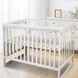 3 in 1 Crib Rail Covers for Teething,Soft Breathable Mesh Liner Anti-Collision Strip Corner Cover, Crib Teething Cover, Rail Edge Protector Strip（2025 New） (White)