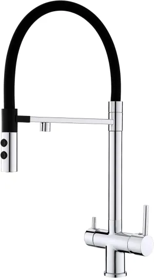 3-in-1 Kitchen Faucet with Drinking Water Filter Faucet, 3 Way Pull Down Kitchen Purifier Faucet with Sprayer Magnetic Docking for Water Filtration System, Chrome