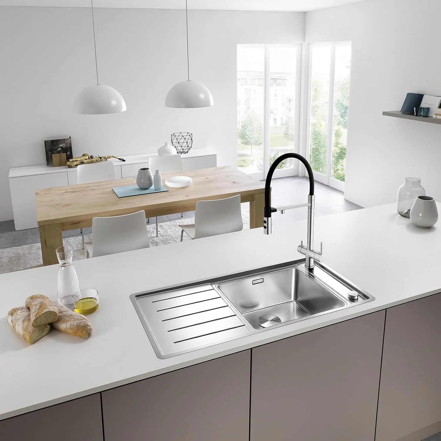3-in-1 Kitchen Faucet with Drinking Water Filter Faucet, 3 Way Pull Down Kitchen Purifier Faucet with Sprayer Magnetic Docking for Water Filtration System, Chrome