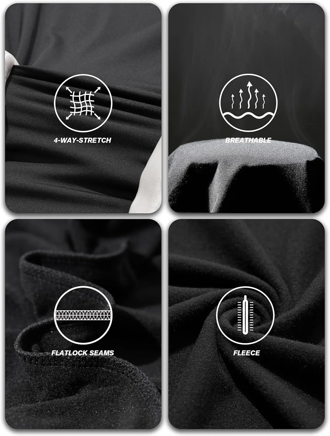 3 Pack Thermal Underwear for Men Long Johns Fleece Lined Soft and Warm Set Base Layer for Cold Weather