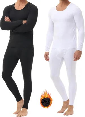 3 Pack Thermal Underwear for Men Long Johns Fleece Lined Soft and Warm Set Base Layer for Cold Weather