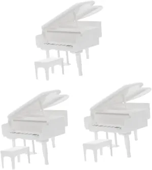 3 Sets Vintage Mini Piano and Chair Set DIY Dollhouse Room Accessory Miniature Doll House Decor