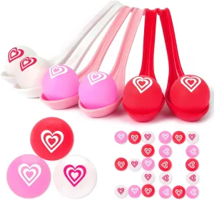 30 Pack Valentine Spoon Relay Race Toy Set , Valentine Heart Ball and Spoon Race Game for Valentine's Day Indoor Outdoor School Class Party Supplies Favors(Valentine Style)