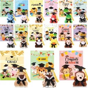 30 Set Graduation Gifts Mini Stuffed Animals Gift with Cards class of 2025 Stuffed Keychains for Exchange Gifts Graduation Party Favors