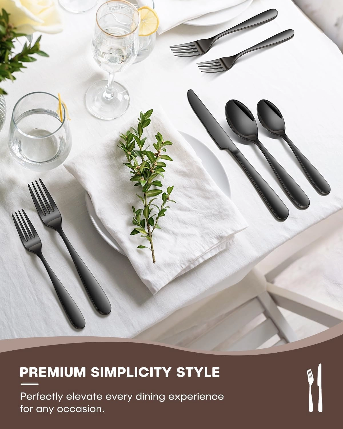 30 Pieces Black Silverware Set for 6, Heavy Duty Black Stainless Steel Flatware Set Include Knives Forks Spoons Set Premium Modern Utensil Mirror Polished, dishwasher Safe