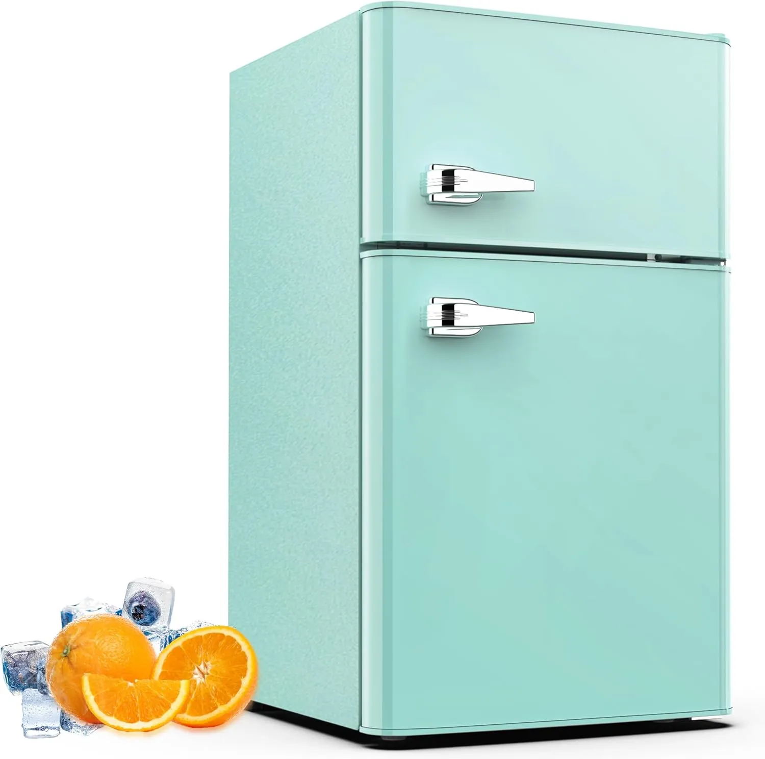 3.2 Cu.Ft Small Fridge with Freezer,Compact Refrigerator with 2 Doors,Mini Fridge with Adjustable Removable Glass Shelves for Bedroom,Dorm or Apartment,Green