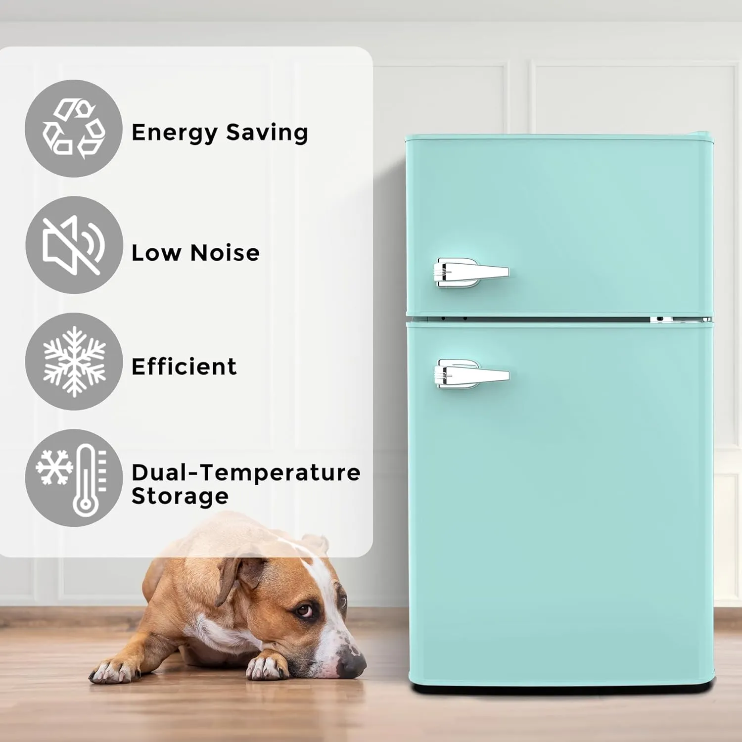 3.2 Cu.Ft Small Fridge with Freezer,Compact Refrigerator with 2 Doors,Mini Fridge with Adjustable Removable Glass Shelves for Bedroom,Dorm or Apartment,Green