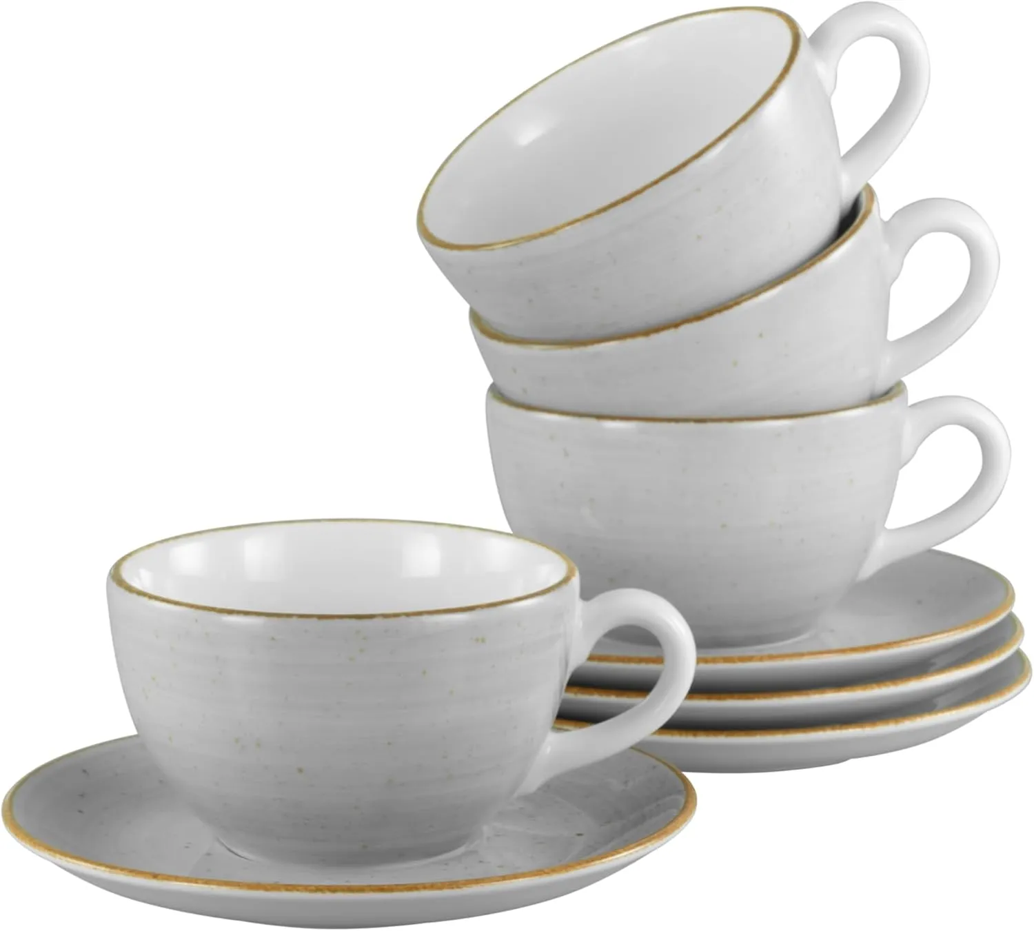 34036, Vintage Nature Stone Series, 8-Piece Crockery Set for 4 People, Cappuccino Set Made of Porcelain, Dishwasher and Microwave Safe, Made in Europe