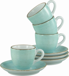 34040, Vintage Nature Aqua Series, 8-Piece Crockery Set for 4 People, Espresso Set Made of Porcelain, Dishwasher and Microwave Safe, Made in Europe