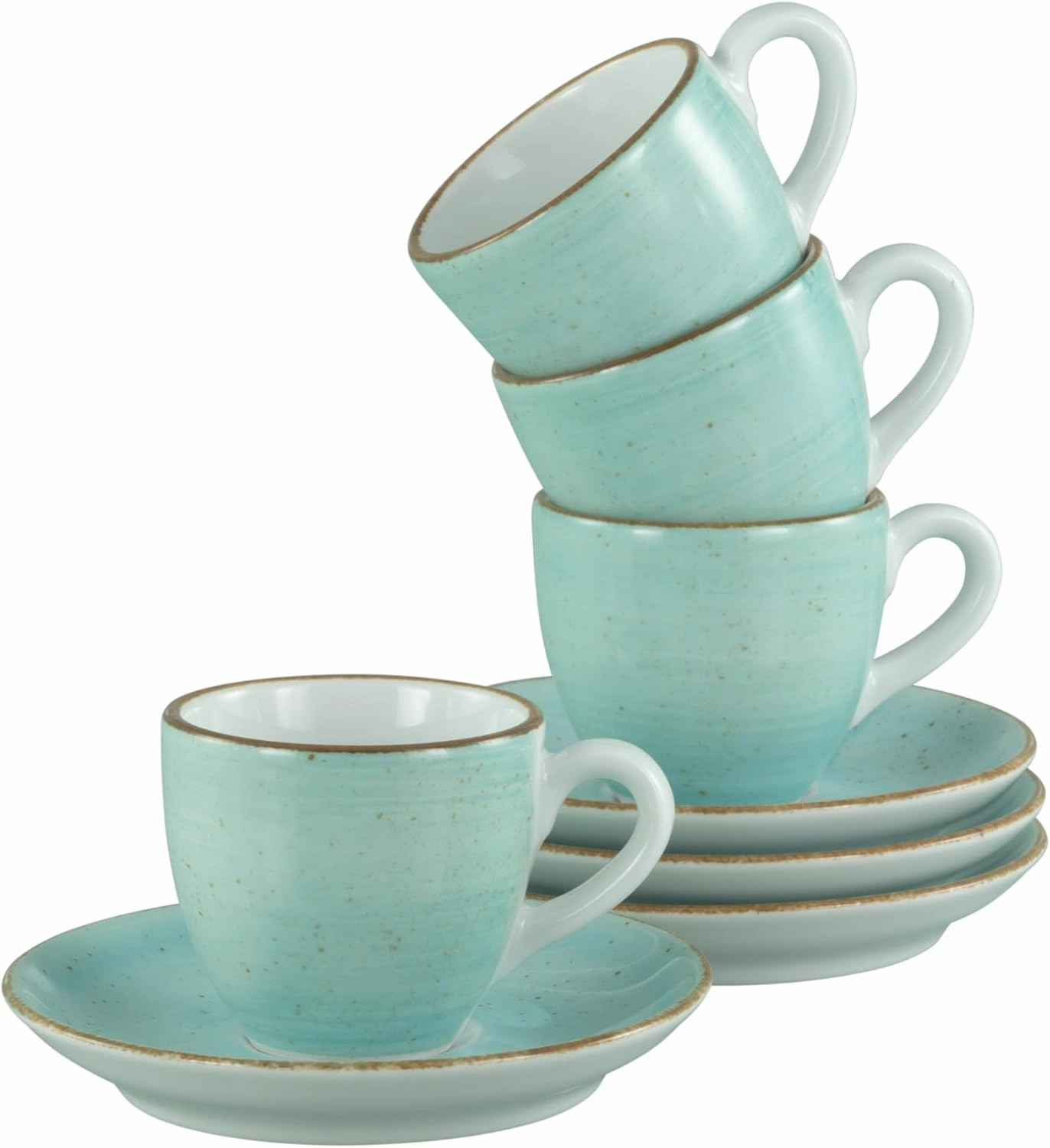 34040, Vintage Nature Aqua Series, 8-Piece Crockery Set for 4 People, Espresso Set Made of Porcelain, Dishwasher and Microwave Safe, Made in Europe