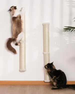 34" Cat Wall Scratcher, 2-Pack, Long Sisal Scratching Post, Wall Mounted Cat Furniture for Indoor Large Adult Cats