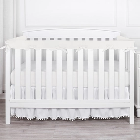 3 in 1 Crib Rail Covers for Teething,Soft Breathable Anti-Collision Crib Teething Rail Cover Edge Protector Strip（2025 New） (4pc-White)