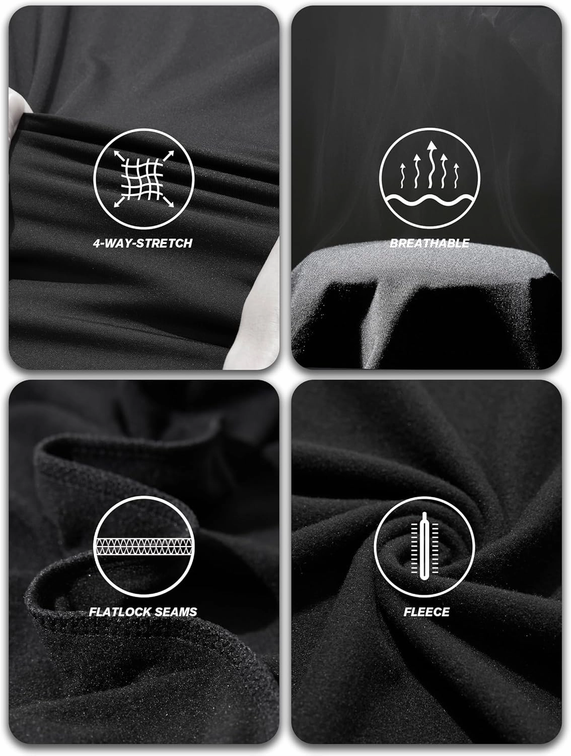 3 Pack Thermal Underwear for Men Long Johns Fleece Lined Soft and Warm Set Base Layer for Cold Weather