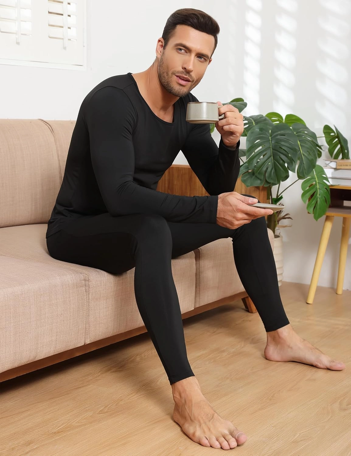 3 Pack Thermal Underwear for Men Long Johns Fleece Lined Soft and Warm Set Base Layer for Cold Weather
