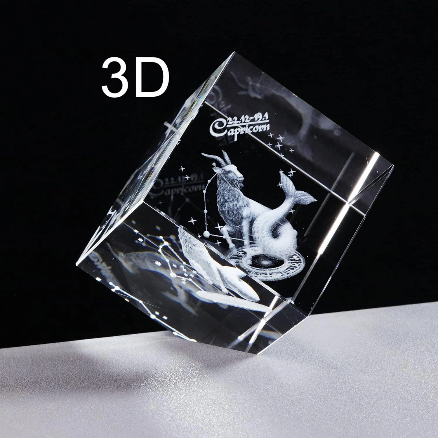 3d Crystals Capricorn Zodiac Astrology Gifts For Women Men,Capricorn Glass Figurine Decor Constellation Stuff December January Birthday Gifts For Girlfriend Woman Aunt Wife Keepsake Symbolic:Diligency