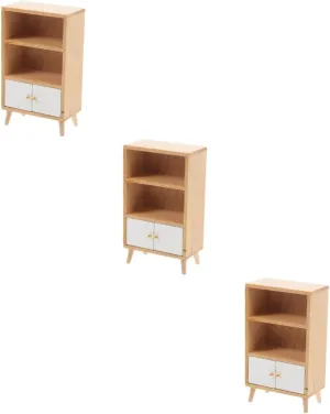 3pcs Miniature Bookshelf Dollhouse Furniture Compact Wooden Cabinet for Dollhouse to Use Lightweight for Miniature Decor