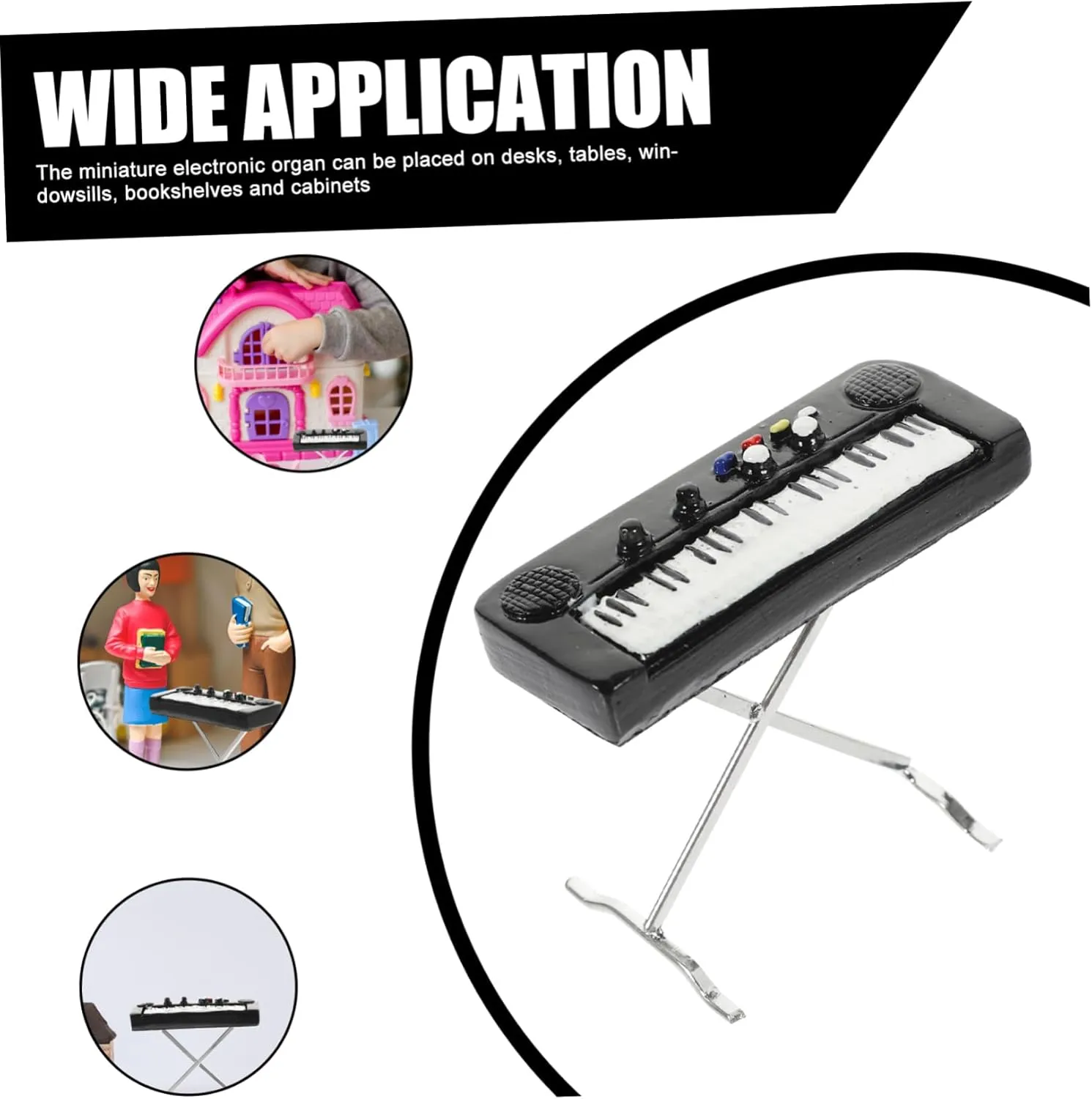 3pcs Miniature Electronic Organ Model Mini Musical Instrument for Dollhouse Realistic Alloy Decor