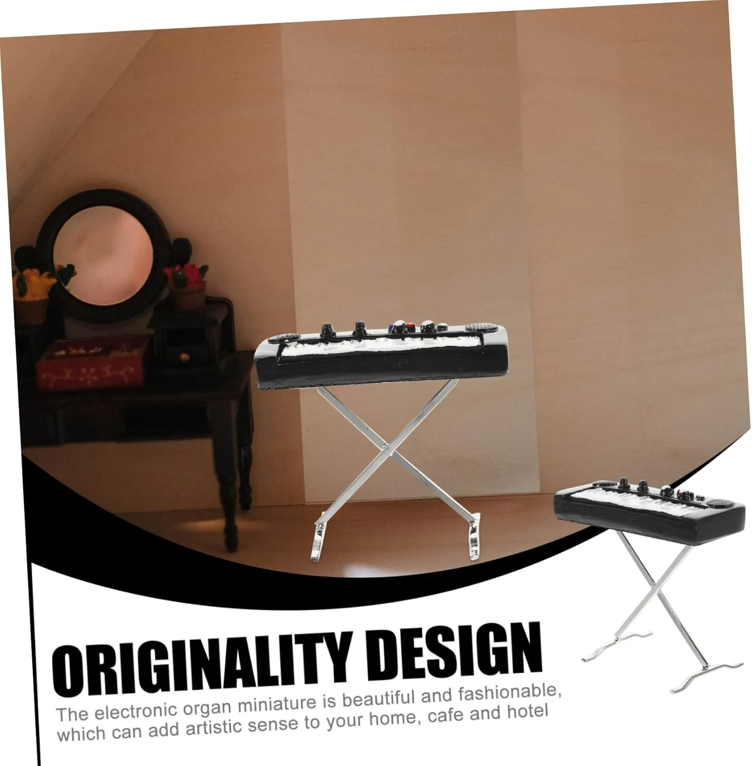 3pcs Miniature Electronic Organ Model Mini Musical Instrument for Dollhouse Realistic Alloy Decor