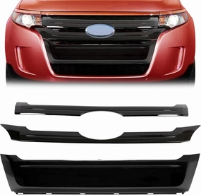 3Pcs Grille   Lower Grille Trim Set Compatible with 2011-2014 Ford Edge Upper Center Grill Cover Molding Black Trims Replacement for BT4Z-8200-CPTM BT4Z-8200-DPTM BT4Z-8200-EPTM