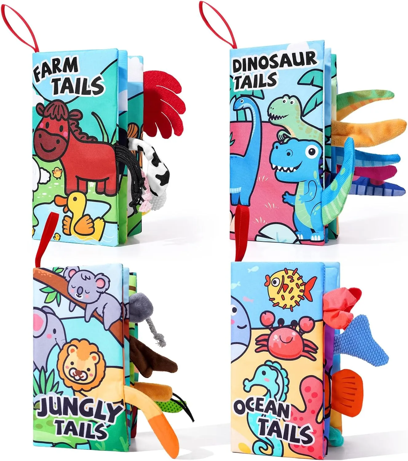 4 Pack Baby Books 0-6 Months, 4PCS Crinkle Books for Babies, Touch and Feel Sensory Books for Babies, Infant Toys 0-6 Months, Soft Fabric Toy Shower Gift, Baby Crinkle Book - 4 Pack Blue